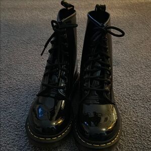 Black Patent Leather Combat Boots
